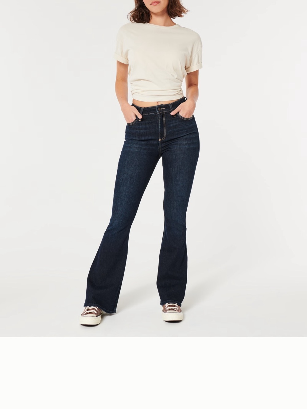 Hollister High-Rise Flare Jeans in Dark Indigo